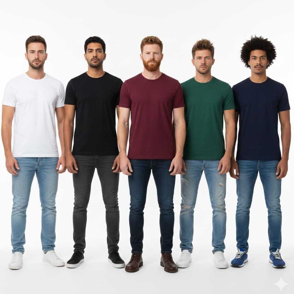 Kit 5 Camiseta Masculina Manga Curta Silk Sublimação Preto Branco Bordo Verde Marinho