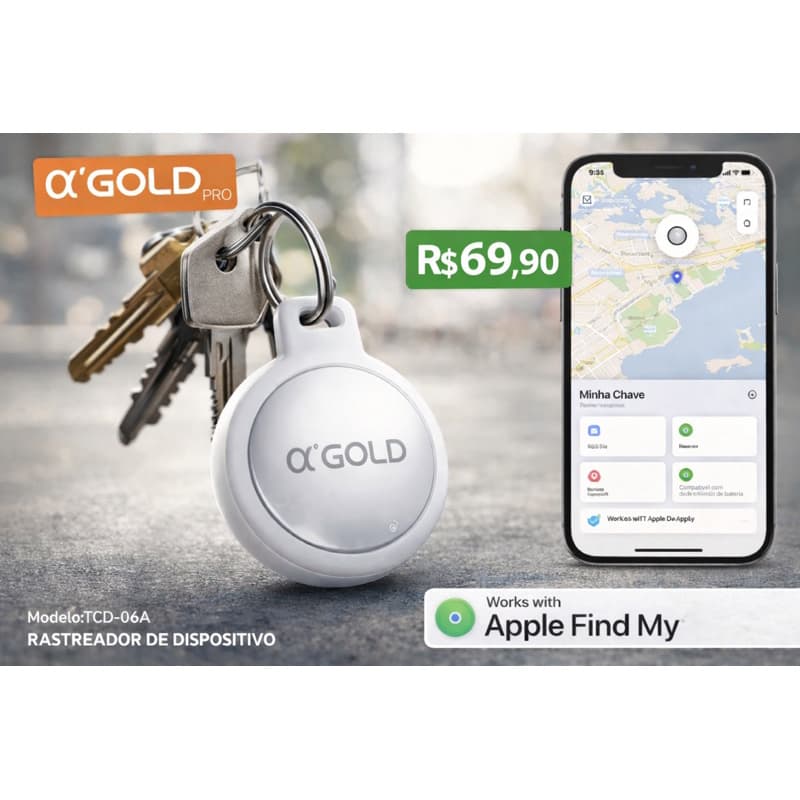 Rastreador Smart Tag Compatível Apple Find My – Para Carro, Bicicleta Elétrica, Mochila e Chaves – iPhone