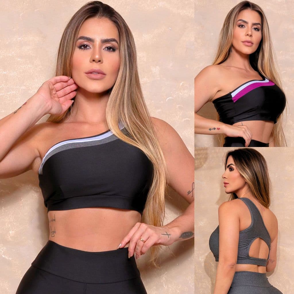 Cropped Top Fitness Treino Academia Sem Bojo Conforto Ombro Só Detalhes Coloridos Desing Moderno