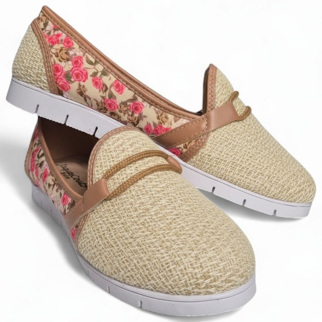 Sapatilhas Slip On Rasteirinhas Femininos  Floral  Macias  JaquesCoutoshoes