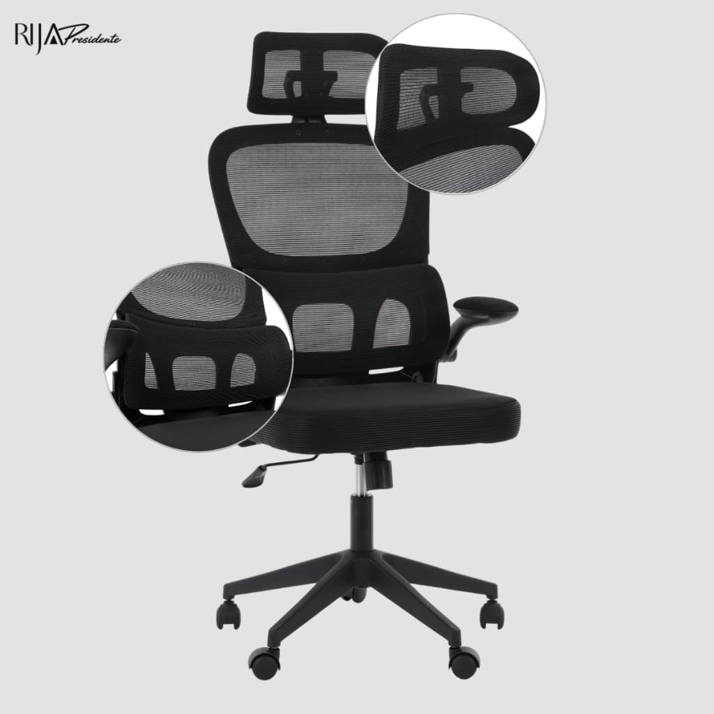 Cadeira Escritorio Ergonomica Granite Rija Cor Preto Mesh