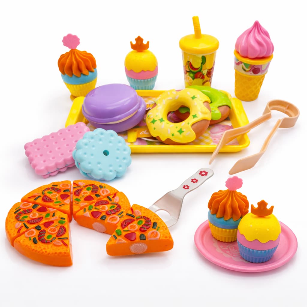 Kit Brinquedo De Menino Menina Comidinha Crec crec Pizza Donuts Rosquinhas Cupcake Cozinha Infantil