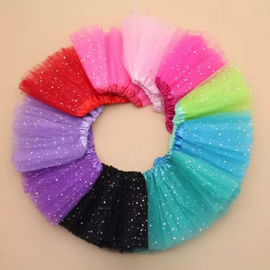 Saia Tule Tutu Brilho Colorido 30cm Ballet Carnaval Dança Festa Fantasia Diversas Cores - SQX001101