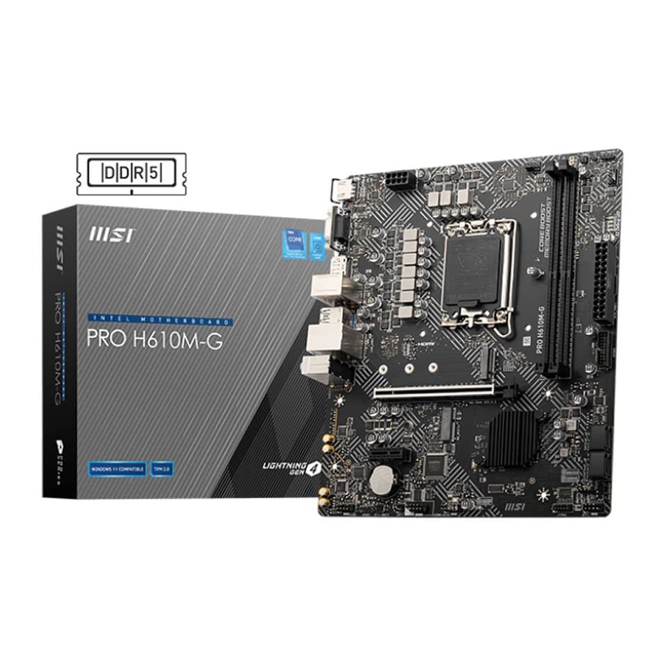 MB MSI PRO H610M-G p/ Intel LGA1700 2xDDR5/1xPCI-e/4xSATA/1xM.2