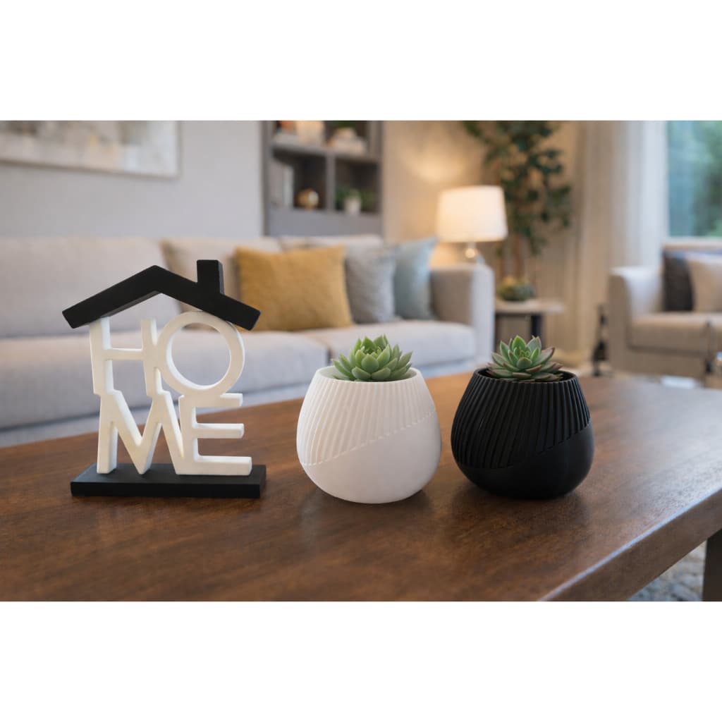 Kit Decoração Sala Minimalista Vaso Decorativo + Letreiro HOME Presente Quarto