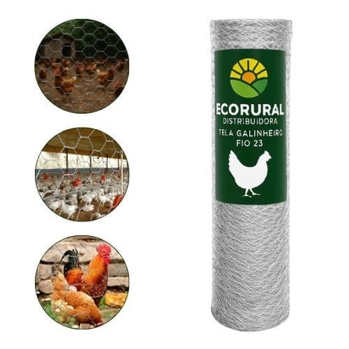 Tela Galinheiro Galvanizada 1,20X05m Fio 23 Proteção Criação de Aves