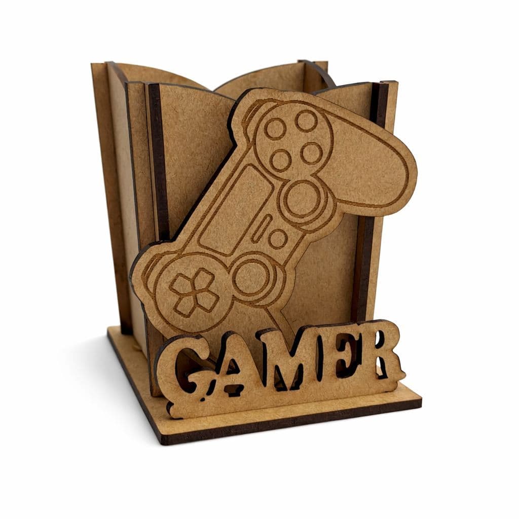 Kit Porta Caneta Game - Lembrancinha de Aniversário Gamer Personalizado MDF