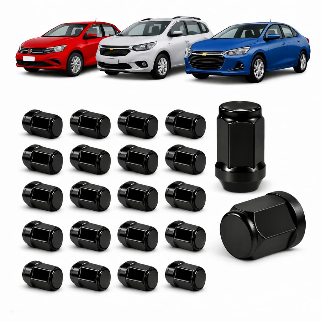 Jogo 16 Porca Roda Black Gm Onix Spin Cobalt Sonic M12x1,5