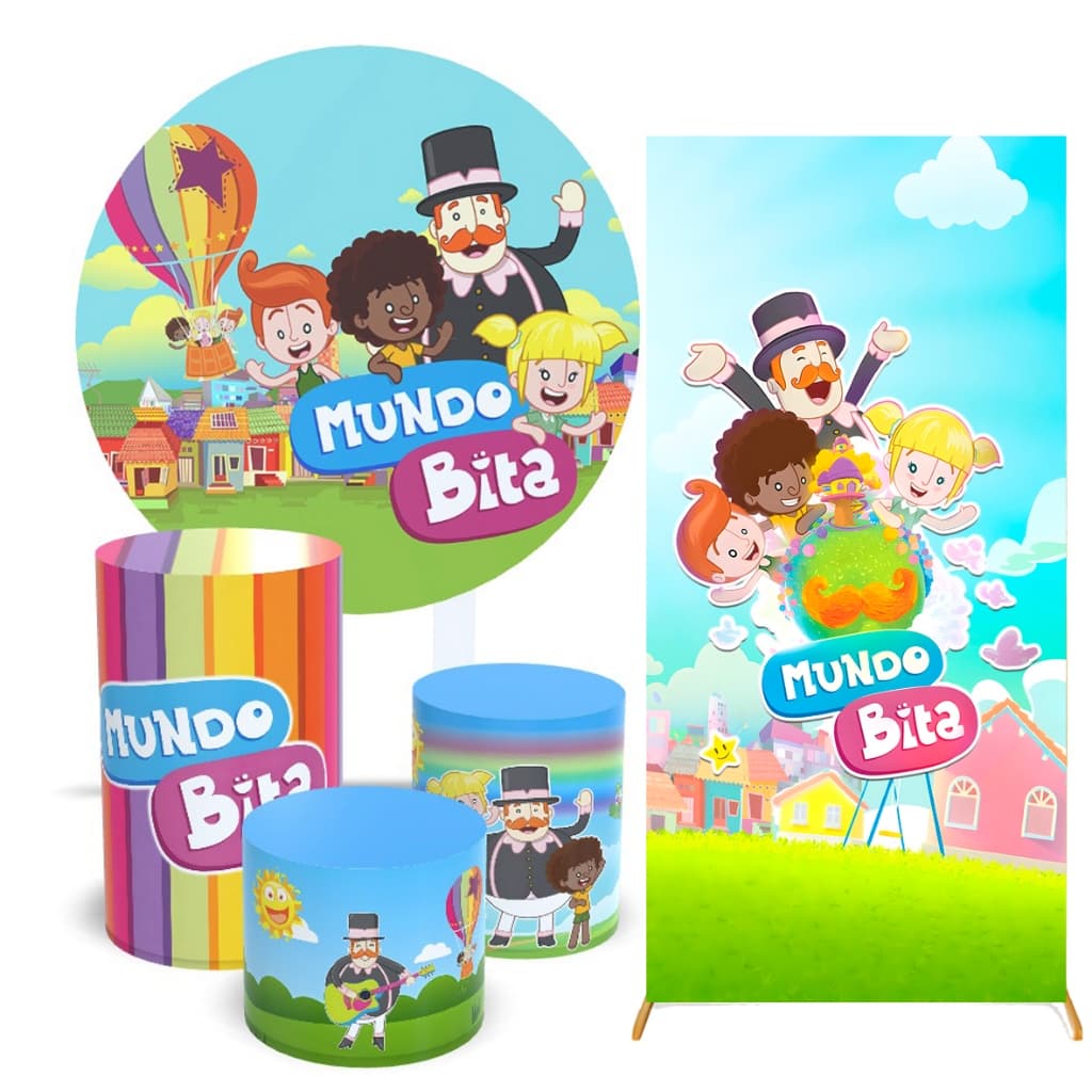 Kit Capa Mundo Bita Painel Redondo 150x150cm / Trio Cilindros / LATERAL 2X1 (🚨LEIA A DESCRIÇÃO🚨)