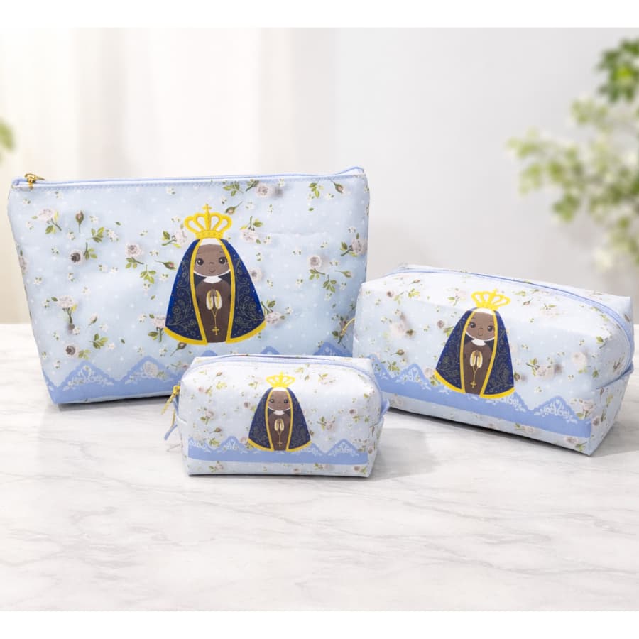 Trio de Necessaires Personalizadas Nossa Senhora Aparecida | Tradicional + Box + Porta Moedas