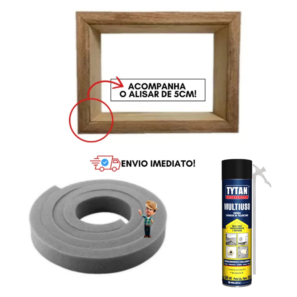 Kit Caixonete Ar 7500/10000 + Espuma de Expansiva + Espuma de Vedação Janela Caixilho