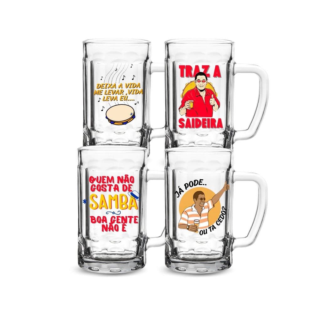 1 Caneca de Chopp 390ml Personalizada Frases Engraçadas Brasilidades Samba Cerveja Boteco Presente