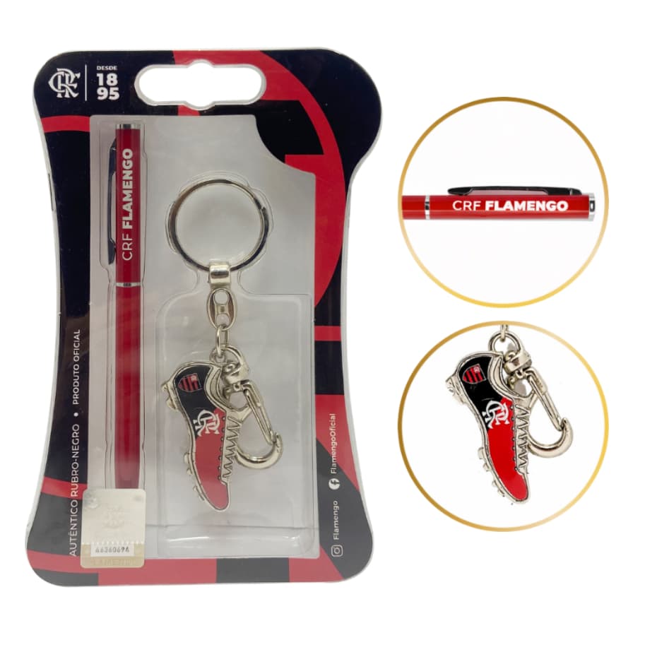 Kit Caneta E Chaveiro Do Flamengo Presente Torcedor Oficial