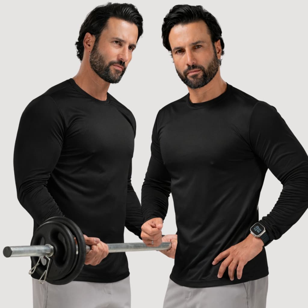 Kit 2 Camiseta Dry Fit Manga Longa Treino Academia Corrida Slim Fit UV50