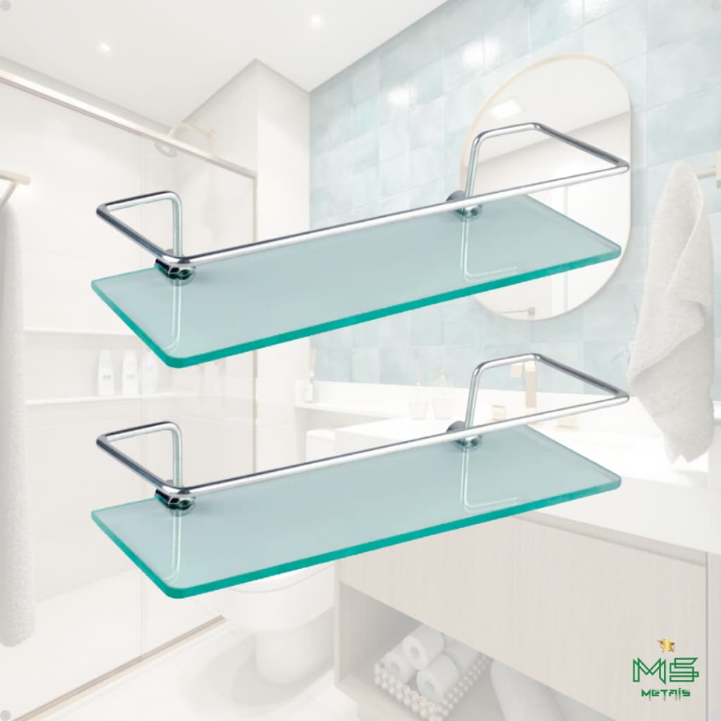 KIT 2 PORTA SHAMPOO RETANGULAR - SUPORTE DE VIDRO PARA SHAMPOO - PRATELEIRA PARA BANHEIRO