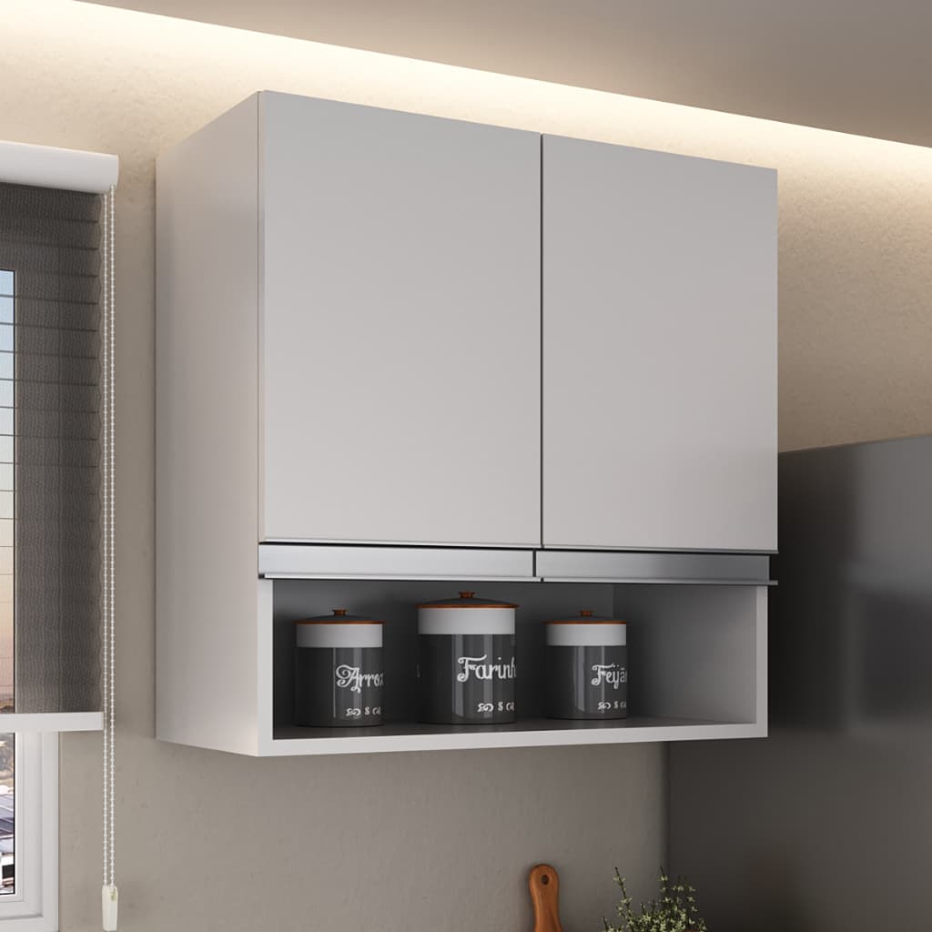 Armário Aéreo Prático 60cm com Nicho | Mais Organização para sua Cozinha com 2 Portas