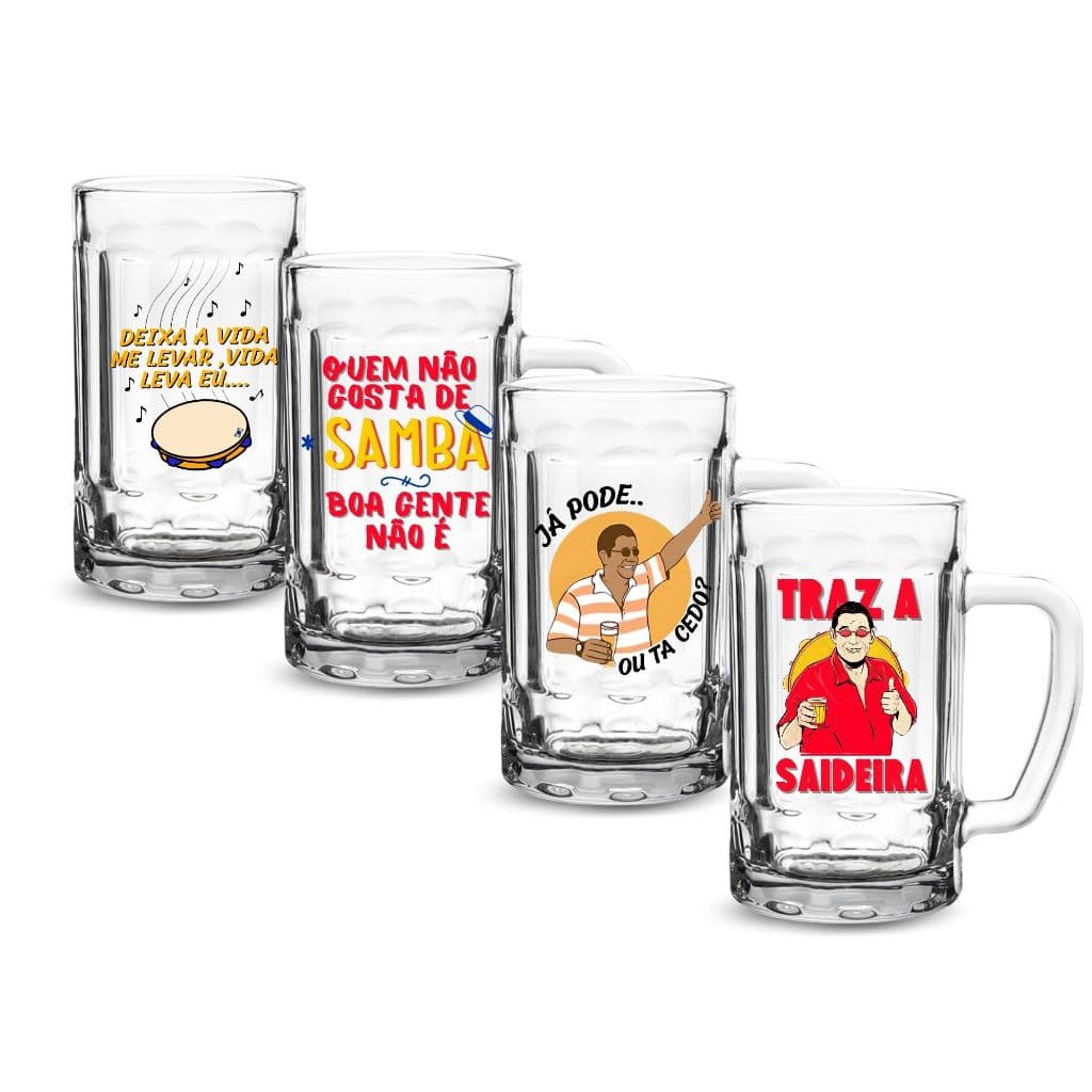 1 Caneca de Chopp 390ml Estampada Com Frases Meme Samba/Cerveja Presente Criativo Zeca Pagodinho