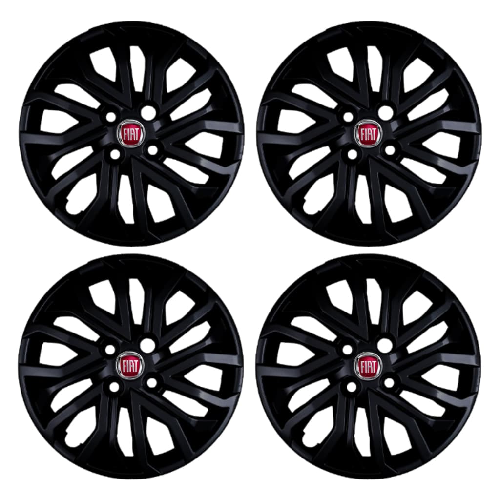Jogo 4 Calota Argo Cronos Aro 14 Fiat 2021 2022 2023 2024 2025 Esportiva Preta Antiperda Emblema