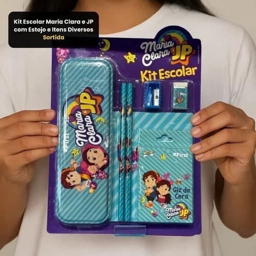 Kit Escolar Maria Clara Estojo Lápis Caneta Colorir Desenhar Pintar Material Menina Menino