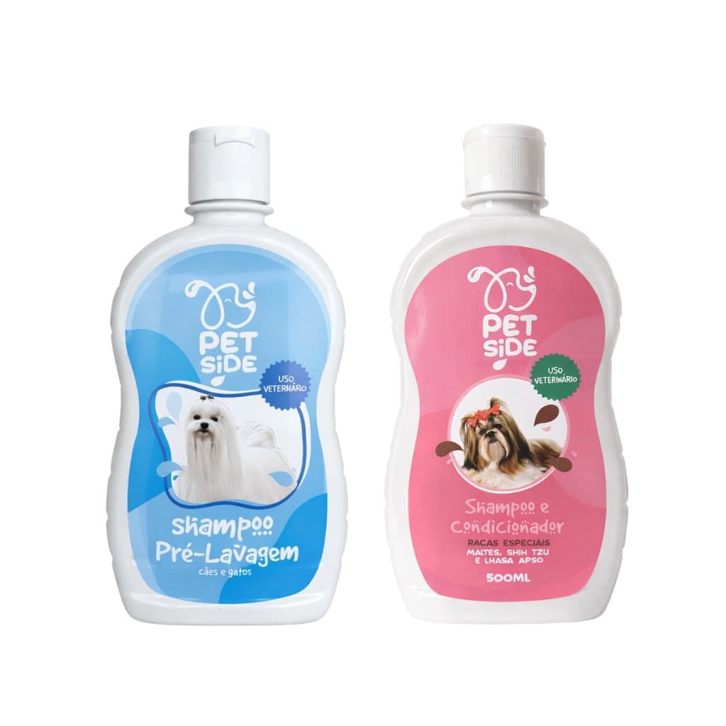 Kit Pré Shampoo + Shampoo & Condicionador Shitzu Lhasa-Apso Maltês Hidratação Profunda Pelo Longo