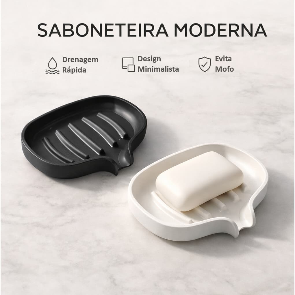 Saboneteira Moderna com Drenagem | Design Minimalista para Banheiro e Cozinha