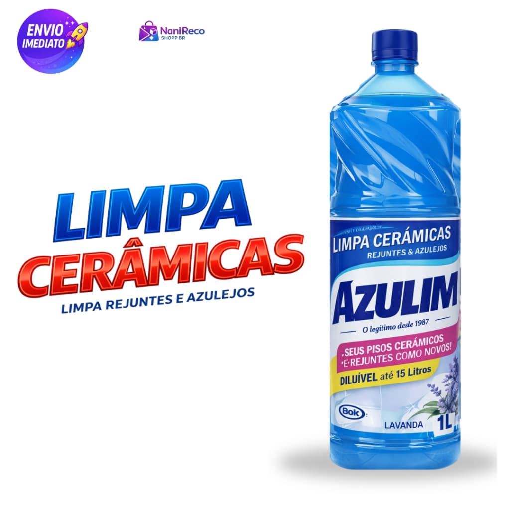 Removedor de Manchas Pesadas 1L Azulim Limpa Cerâmicas Rejuntes Azulejos Imediato