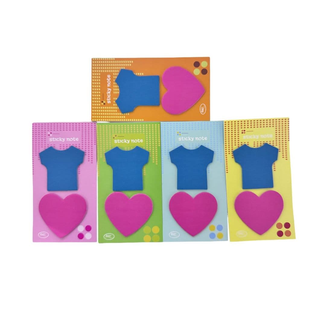 Bloco adesivo fofo post it infantil camiseta coração joaninha