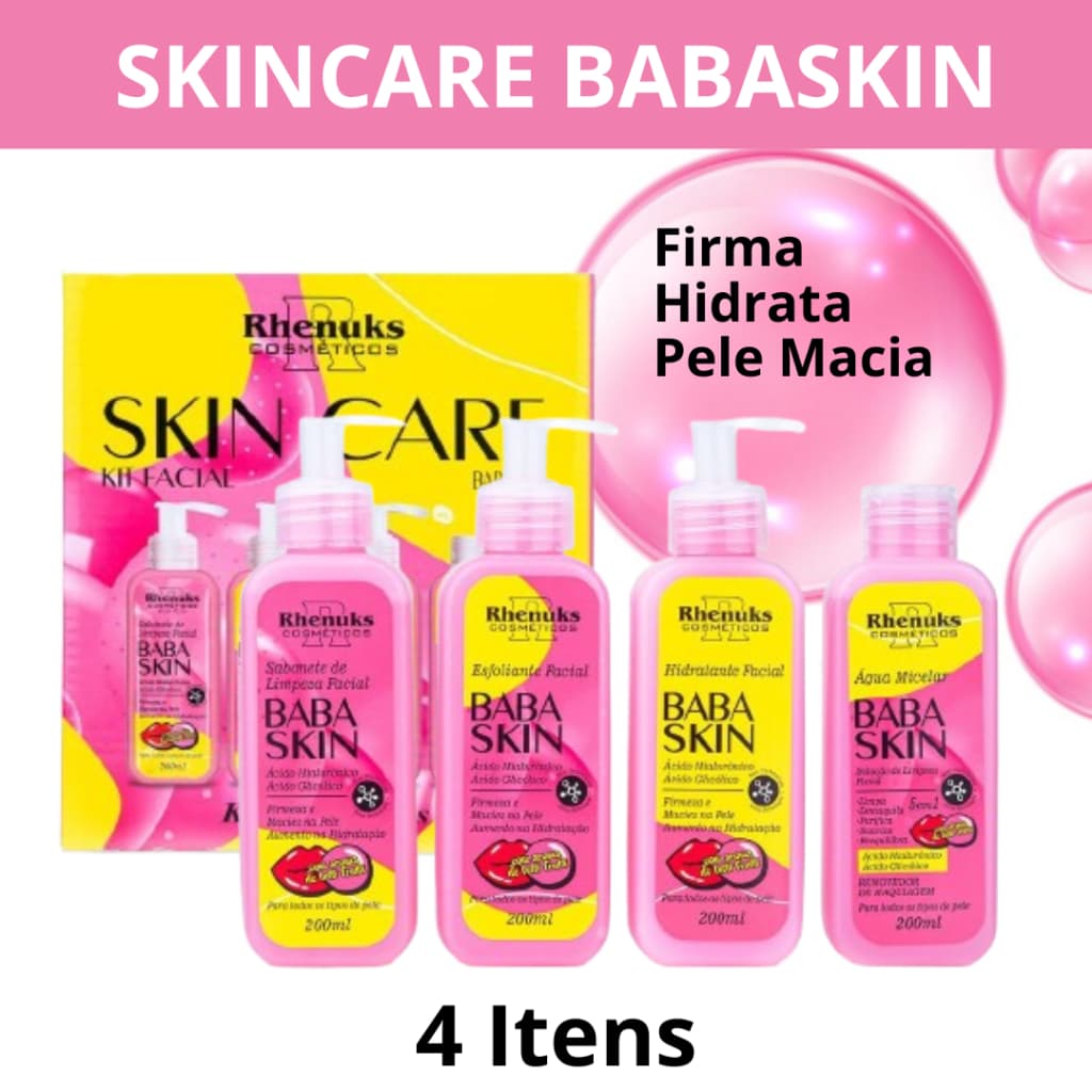 Kit Skincare Facial Babaskin Firma e Super Hidrata  Rhenuks - 4 ITENS