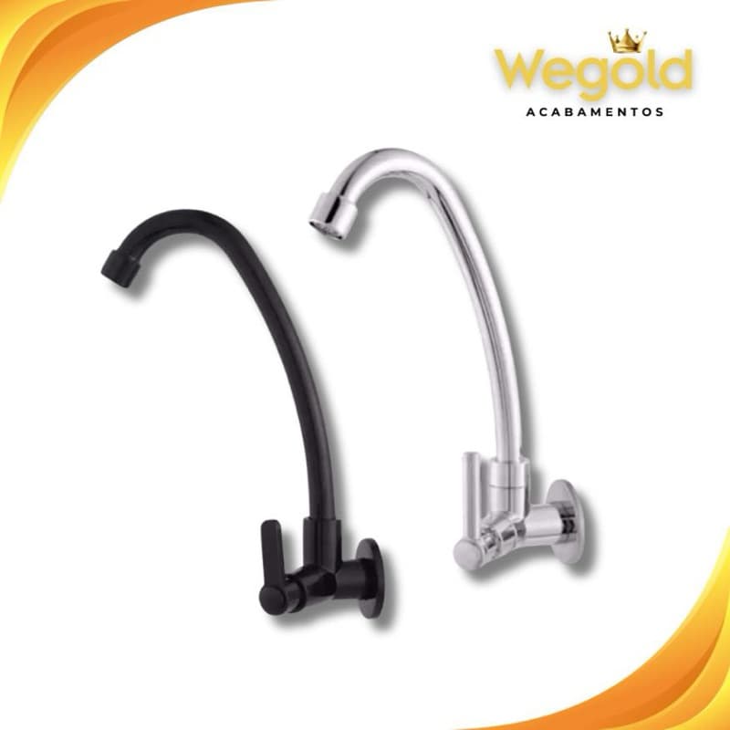 Torneira Bica Móvel Para Cozinha Area Gourmet de Parede Preto ou Cromada ABS