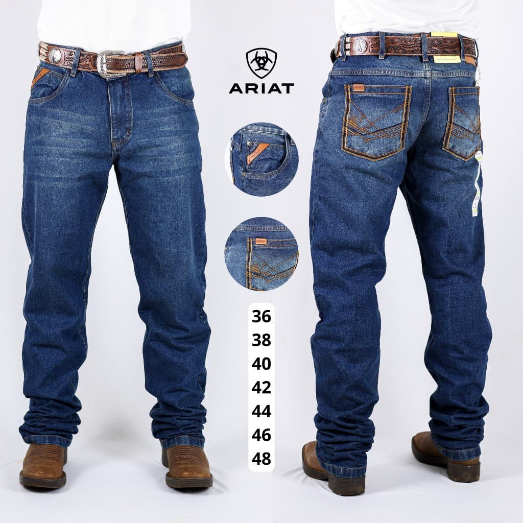 Calça Jeans Masculina Country Ariat M-Series Escura Reta Conforto | 38 ao 48