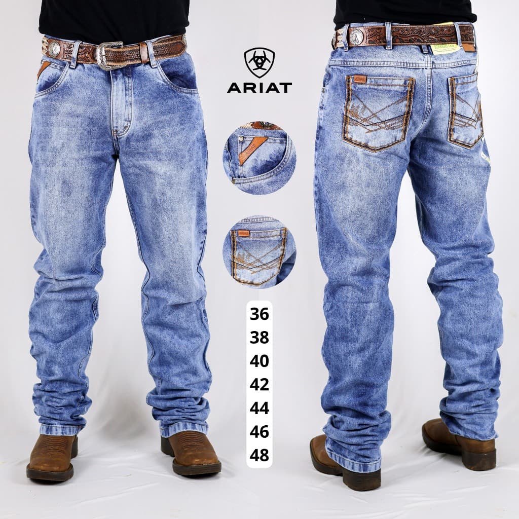 Calça Jeans Ariat M-Series Masculina Straight Fit | Premium | Lavagem Clara | 38 ao 48