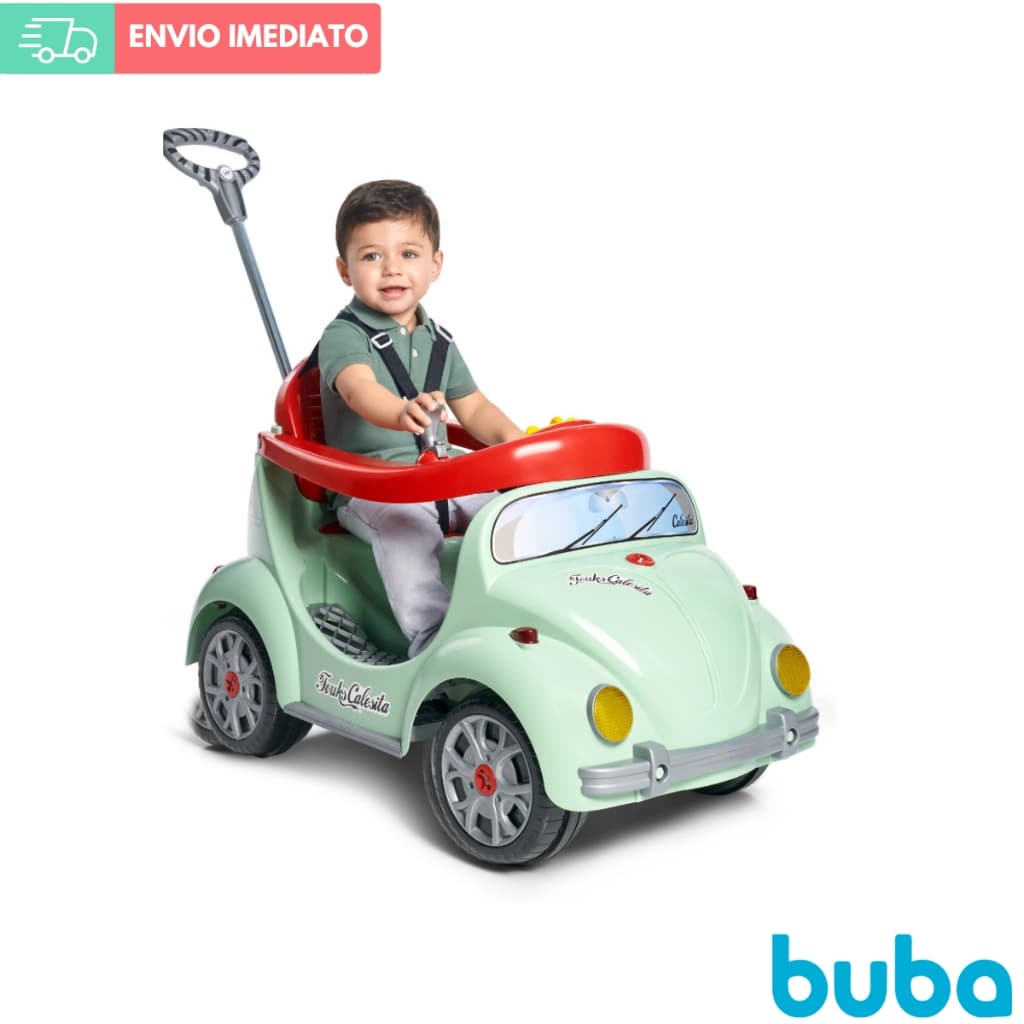 Carrinho Passeio Infantil Verde Vintage Calesita Fouks Fusca Com Som