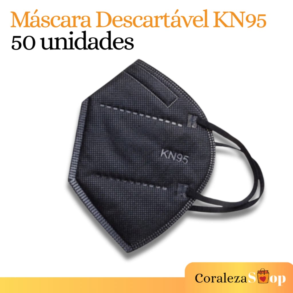 50Uni. Máscara KN95 Preta Camada Respiratória Pff2 N95
