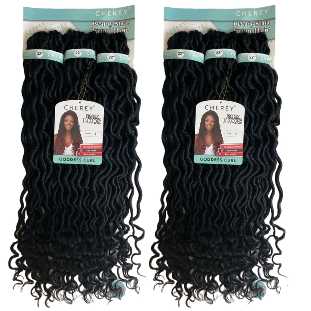 Kit Com 2 Cabelo Cherey Goddess curl Cor 1# Preto Dreads com Cachos nas pontas