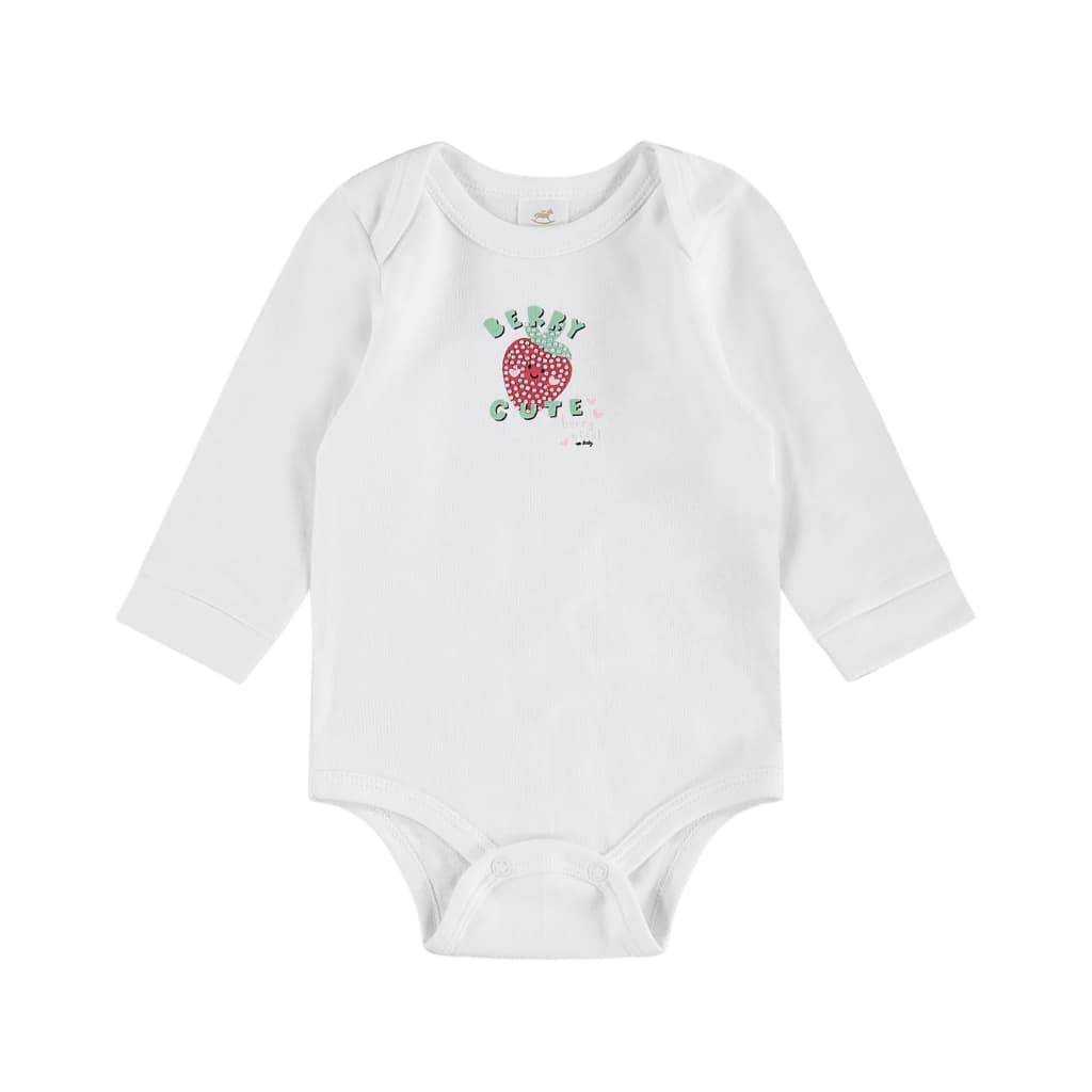 Body Manga Longa Bebê Menina Suedine Up Baby - Estampa Moranguinho