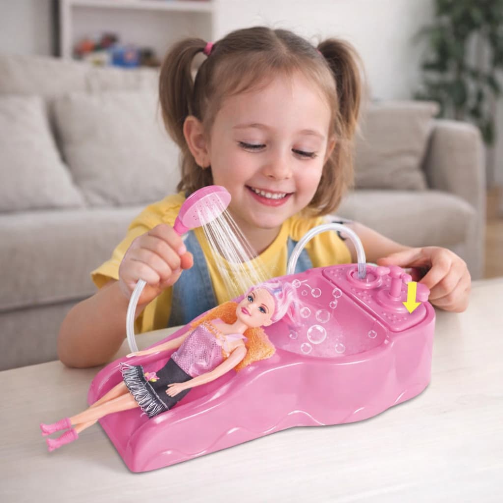 🔥Kit Salão de Beleza Infantil Lavatório Sai Água + Boneca Brinquedo Salão Beleza Penteado FAST ENVIO