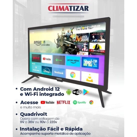 Smart Tv Portátil - televisão - Wifi Caminhão Motorhome Onibus Barco