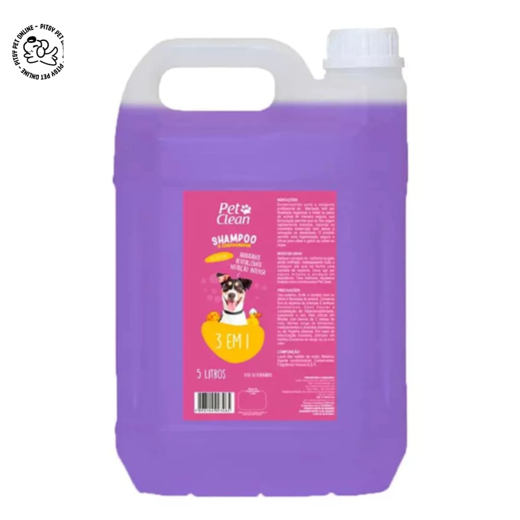 Shampoo e Condicionador Pet Shop para Cachorro e Gato Pet Clean 5 em 1 - Galão 5L