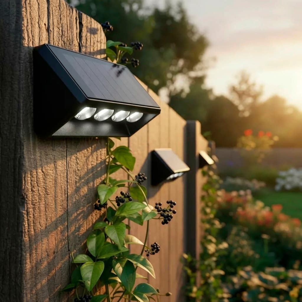 Arandela Led Solar 1 Lado Parede 4 Facho 3 Tons Cor De Luz 3.2v Preto