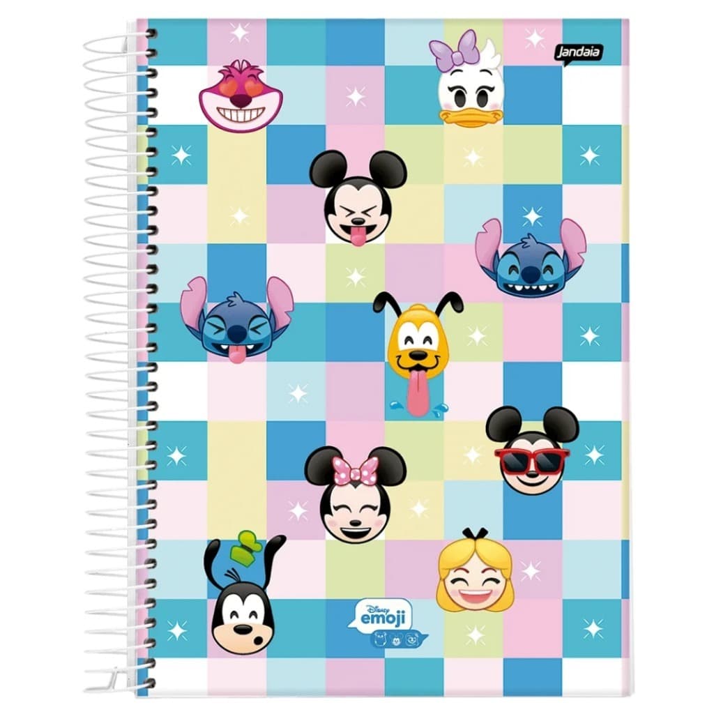 Caderno Disney Emoji Espiral Universitário 10 Matérias 160fls