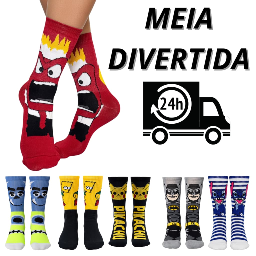 Meias Cano Longo Divertidas Personagens e Desenhos Engraçadas Para Homens Mulheres e Crianças