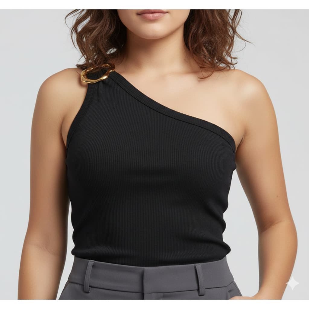 Blusa Mula Feminina Canelada Um Ombro Só – Moda Casual e Elegante