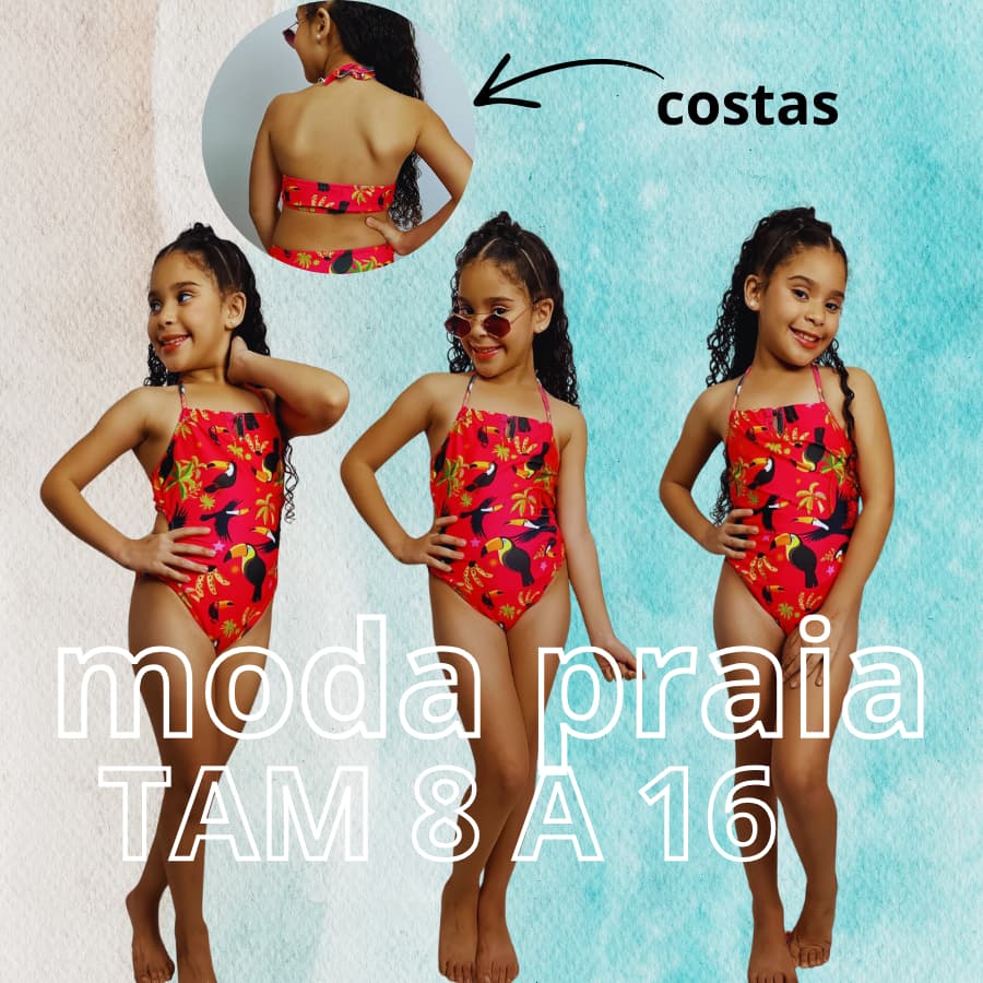 Maiô BODY Biquini Menina Infantil e Juvenil Estampado | Moda Praia Verão 8 a 16