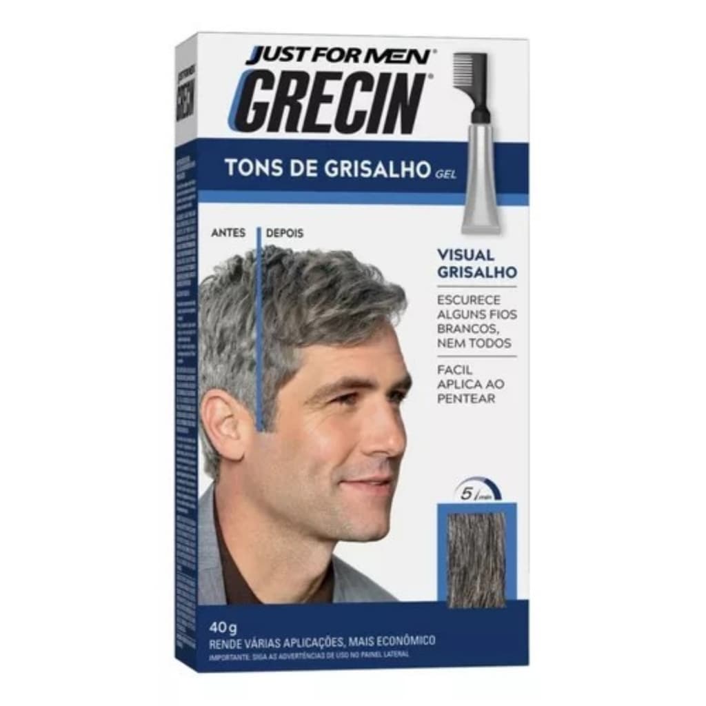 Gel Tonalizante Tons de Grisalho - Escurece Fios Brancos, Aparência Natural, Aplicação Fácil 40g