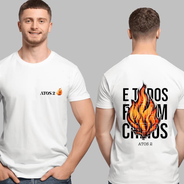 Camiseta Cristã Atos 2 Pentecostes Unissex 100% Algodão Premium Blusa Evangélica Gospel