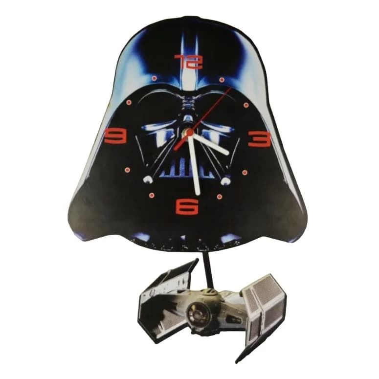 Relógio De Parede Star Wars Dart Vader Mdf C Pêndulo Preto Black