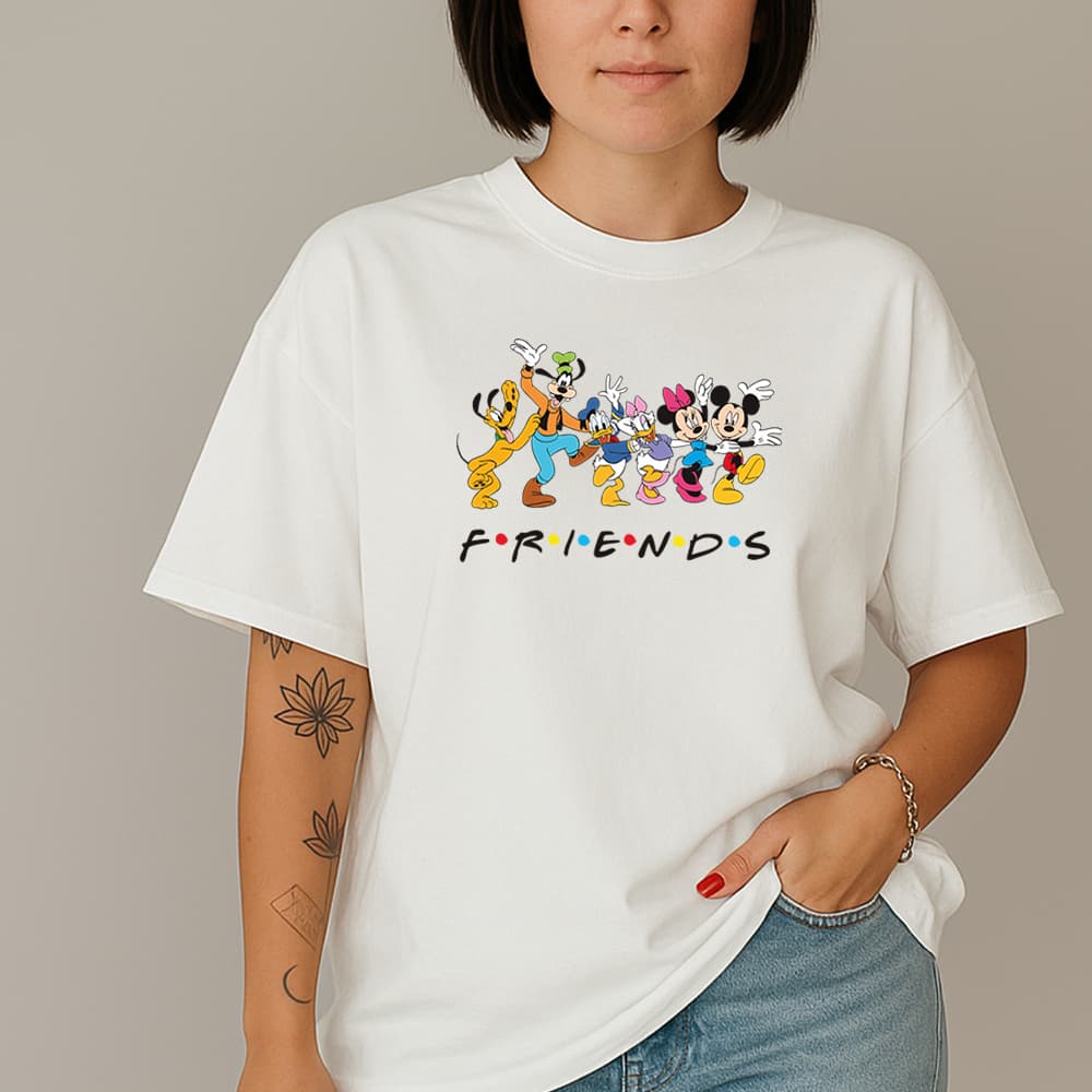 Camiseta Unissex Estampa Grupo Cartoon Divertido amigos friends