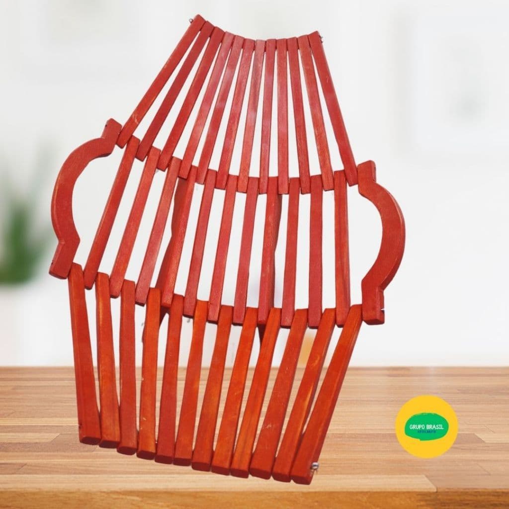 Fruteira de Mesa Madeira Pura Fruteiro Avermelhada 45x35cm