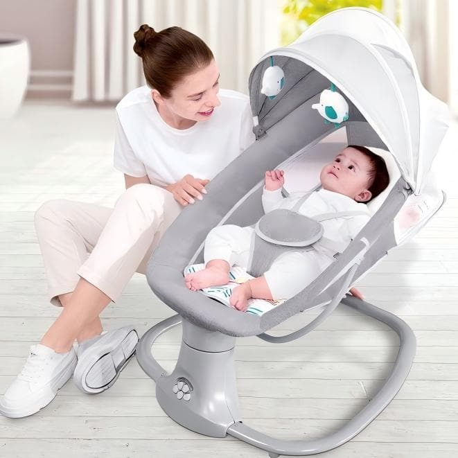 Cadeira Elétrica de Balanço para Bebê – Reclinável e Assento para Recém-Nascido, Berço e Conforto Infantil