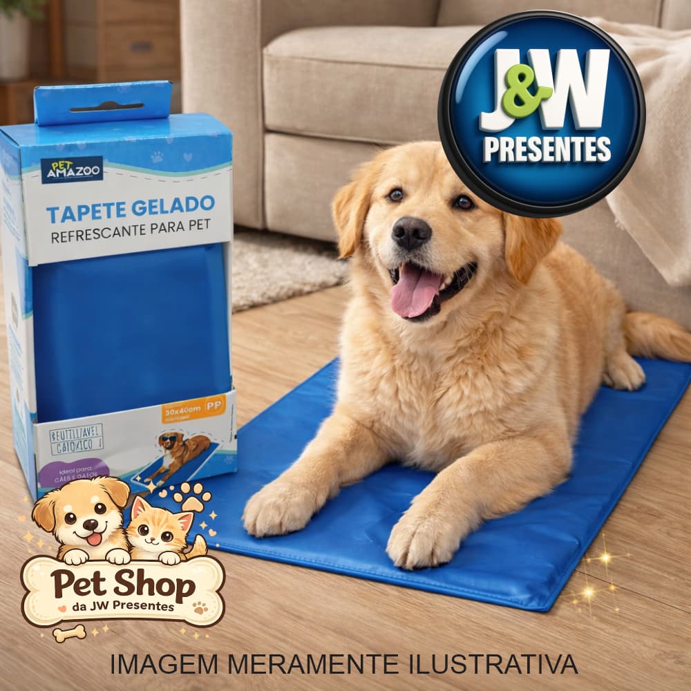 Tapete Gelado Refrescante para Pets Cães e Gatos Reutilizável Dupla Face 30x40cm